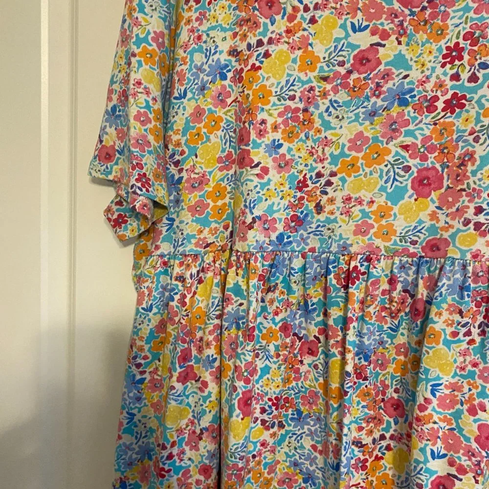 Blue multi floral peplum top - Picture 4 of 5